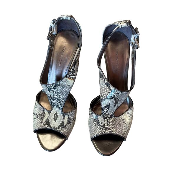 Ann Taylor Julia Python T-Strap Heels 8.5 Cream - Picture 2 of 13